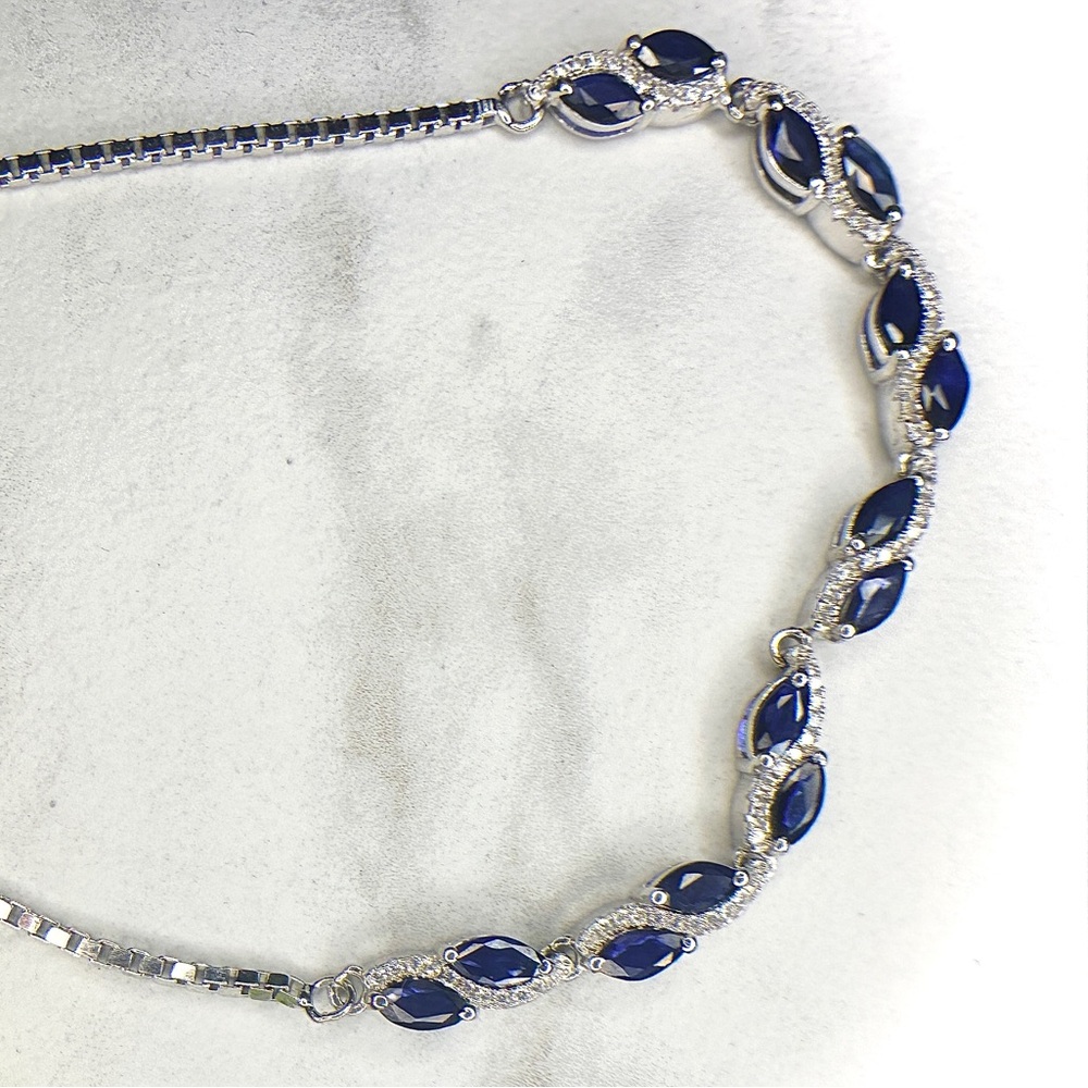 925 sterling silver and Natural Sapphire Bracelet - Picture 11 of 16